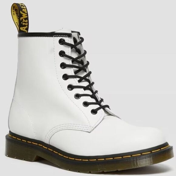 NWOT- Dr Martins- smooth white- black lace-up with side zipper- Women’s size 7 - Picture 1 of 10